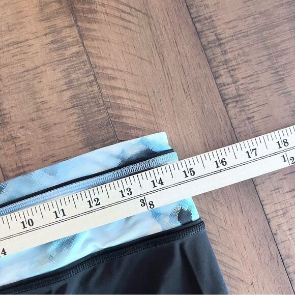 Lululemon Pace Queen Tight Black Blooming Pixie Aquamarine 7/8 Length Size 8 - Picture 7 of 9